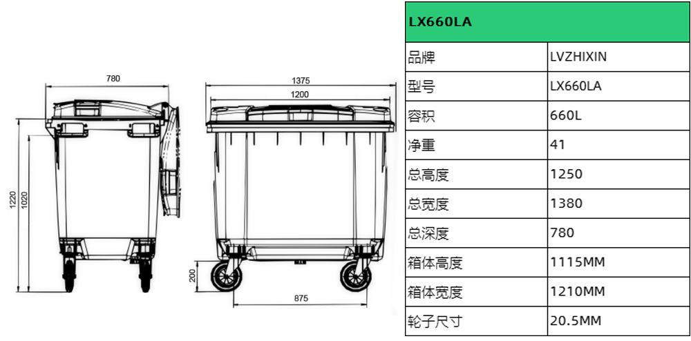 660升臟衣服和醫院廢物收集垃圾車