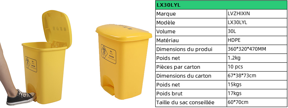 Poubelle de bureau de médecin de 30L