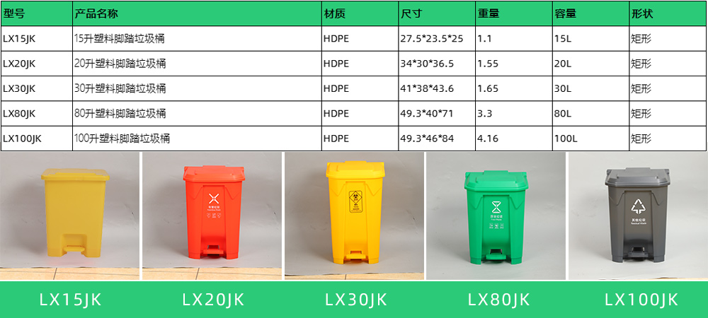 15/20/30/80/100升塑料腳踏垃圾桶