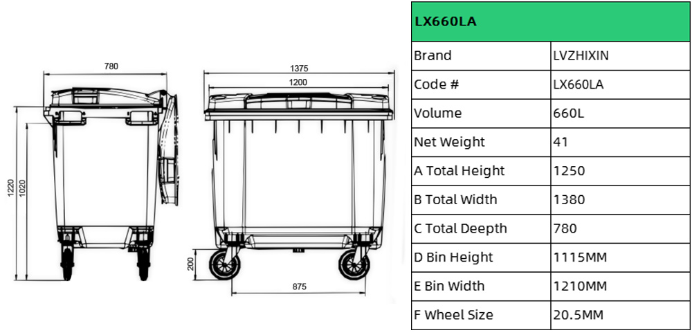 660L Laundry and hospital Waste Collection Cube Truck