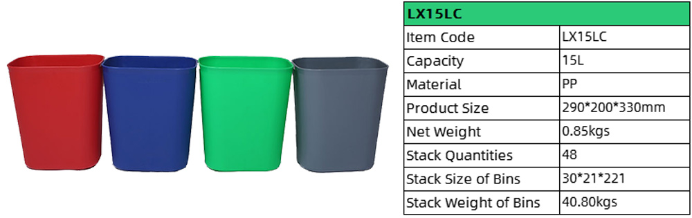 15L Deskside Plastic Waste Basket
