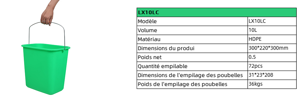 Paniers de déchets commerciaux de 10L