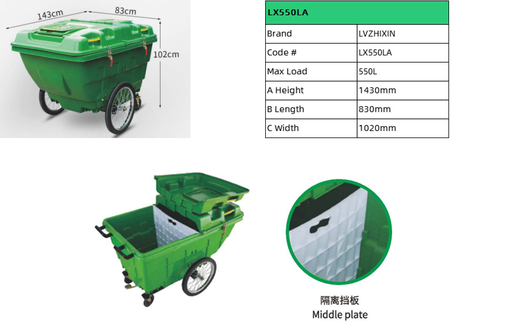 550L Rectangular Plastic Tilt Truck