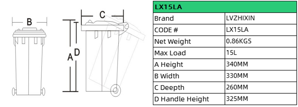 15L Office desk-side Waste Basket