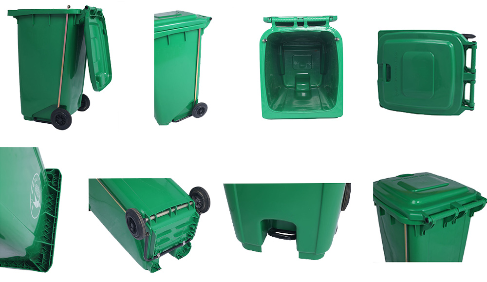 240L Step-on Wheeled Trailer Rubbish Bin with Metal Pedal