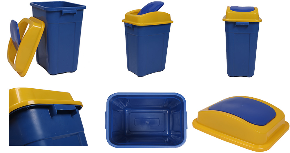 Paniers à ordures en plastique à couvercle basculant 30L