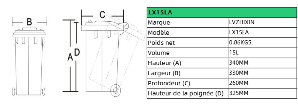 Paniers à déchets de bureau de 15L